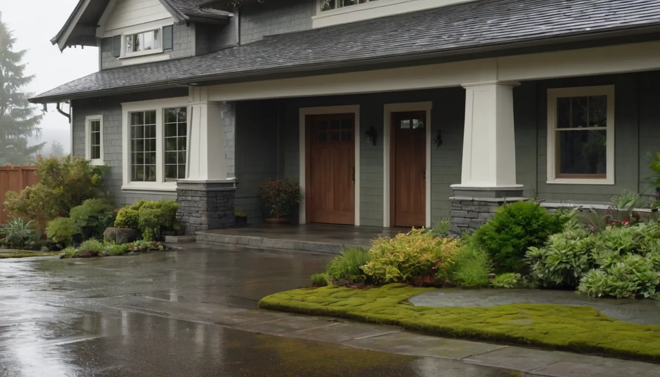 A tidy suburban garage door in Port Orchard on a rainy morning